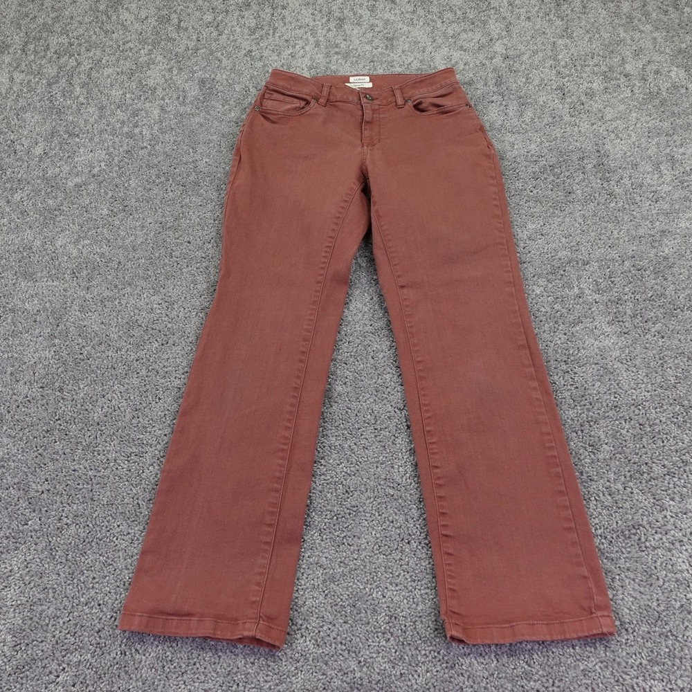 LL Bean Classic Fit Pants Womens 6 Red Straight Leg Stretch Casual Cotton Blend